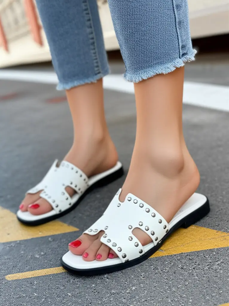 Sandali borchie h bianchi piedi.webp