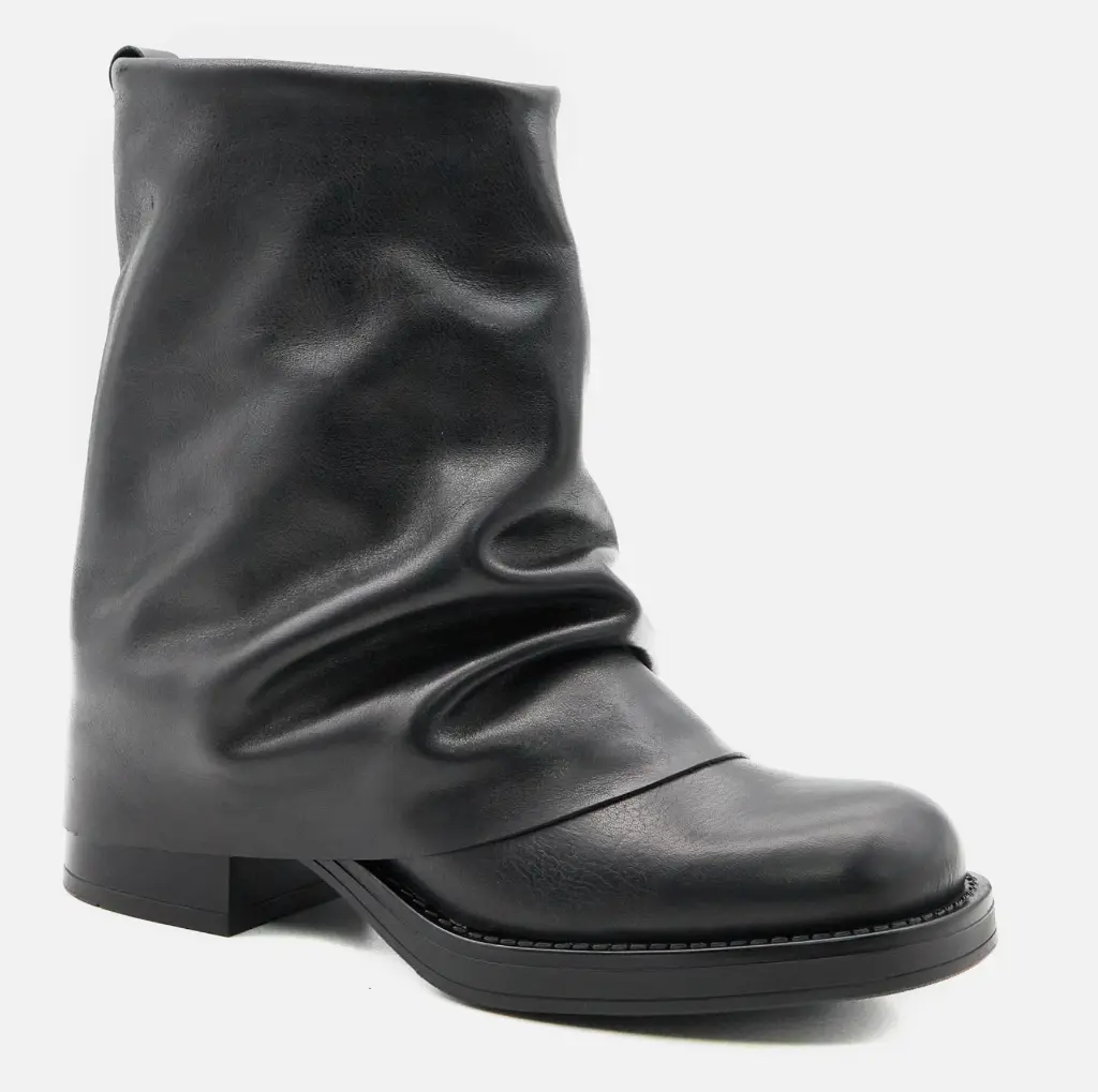 Stivaletto risvolto caviglia frontale pelle nero.webp