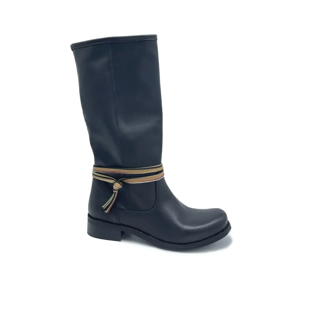 ST.200tnNR - Women's unlined boots - genuine black leather with colored laces