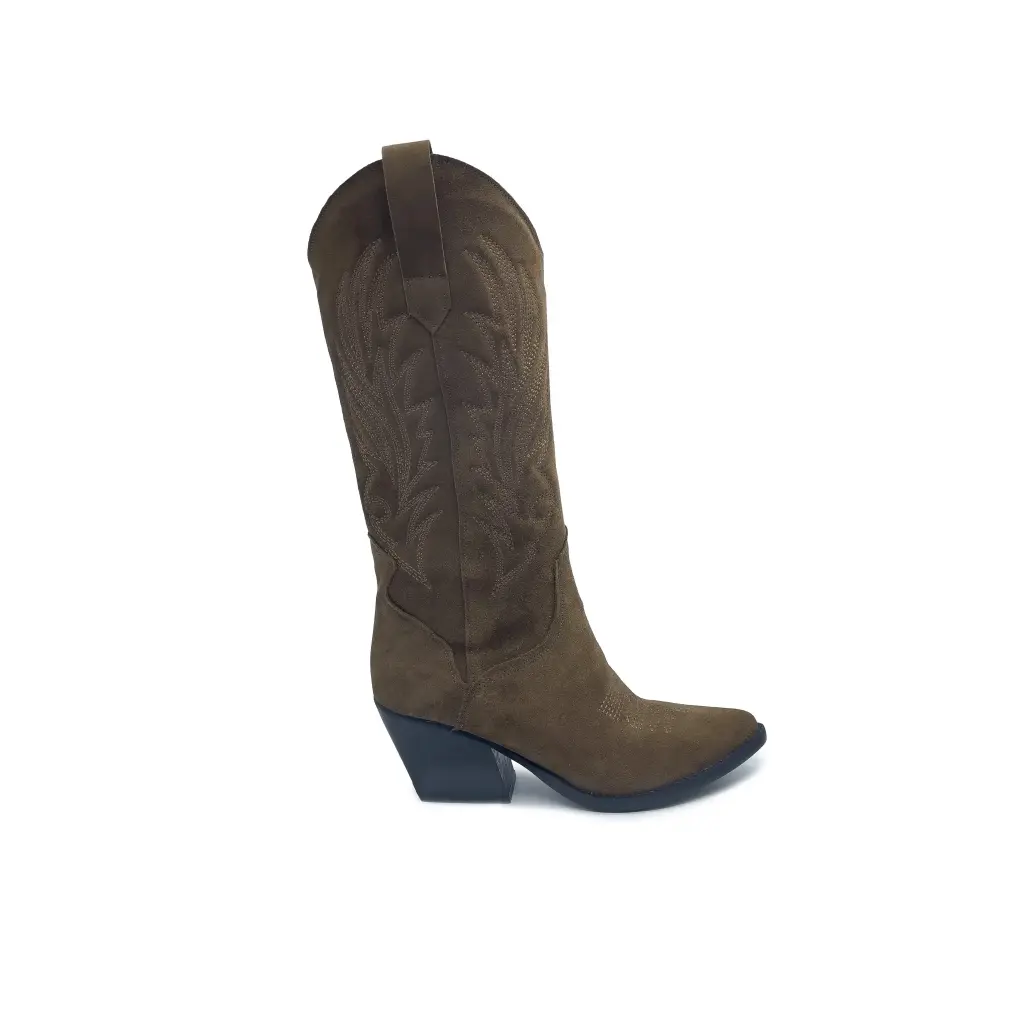 Tex 70.04bw Stivaletti texani in vera pelle scamosciata marrone