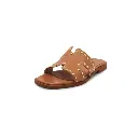 ART.0013 Studded square-toe sandals in genuine tan leather