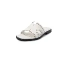 ART.0013 Studded square-toe sandals in genuine white leather