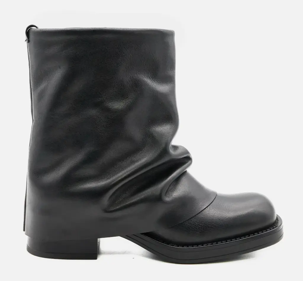 St-Grok Low – Stivaletto donna alla caviglia con risvolto in vera pelle nera