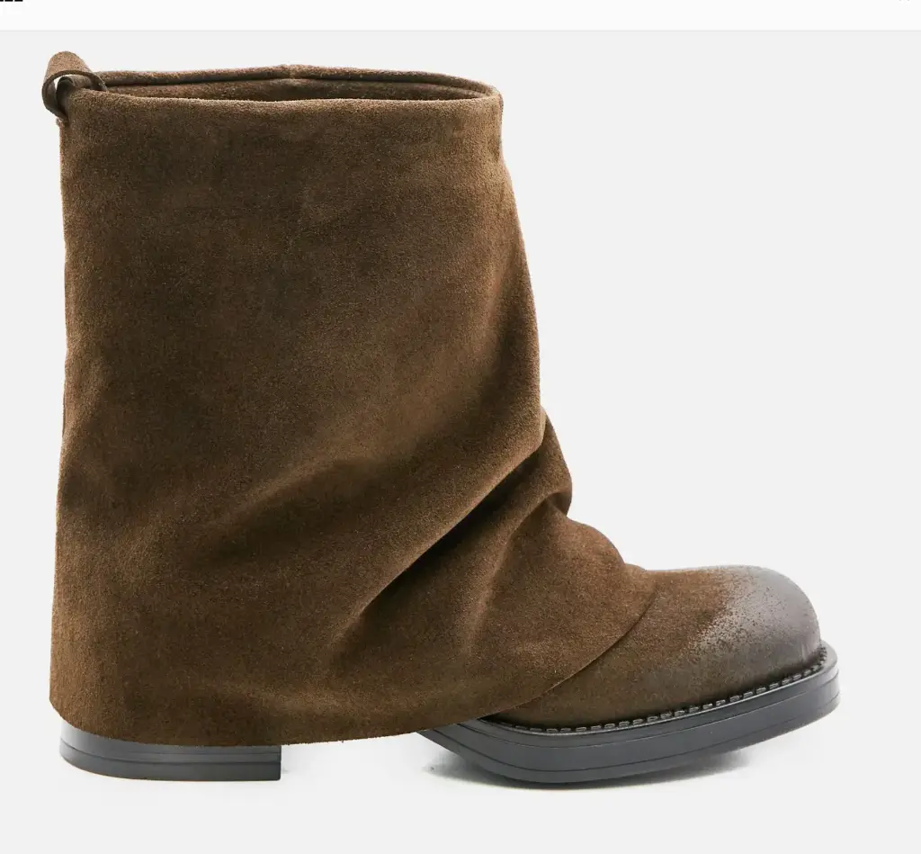 St-Grok Low - Women's ankle boot with fold-over cuff in tan suede