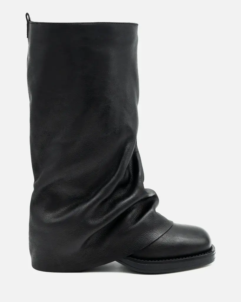 St-Grok HIGH - Women's ankle boot with fold-over cuff in genuine black leather
