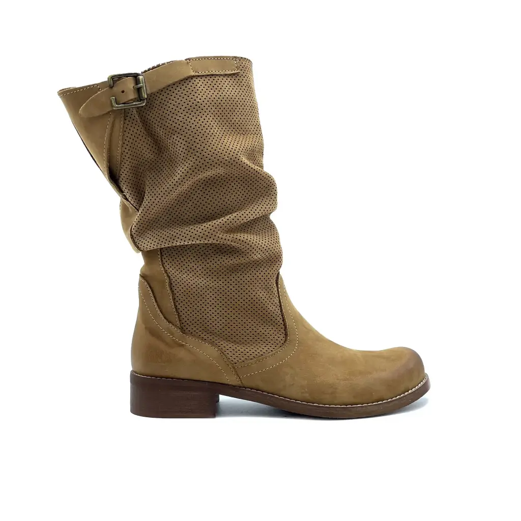St-H1c Stivale donna in nabuk cuoio forato al gambale