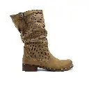 St-H1c Stivale donna in nabuk cuoio forato al gambale