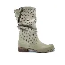 St-H1 Stivale donna in nabuk effetto pelle beige alla caviglia