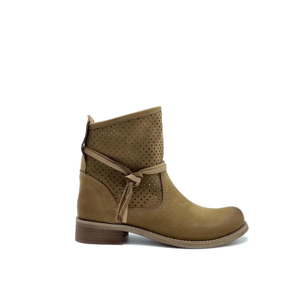 St-Z1c Stivaletto donna in nabuk cuoio forato al gambale