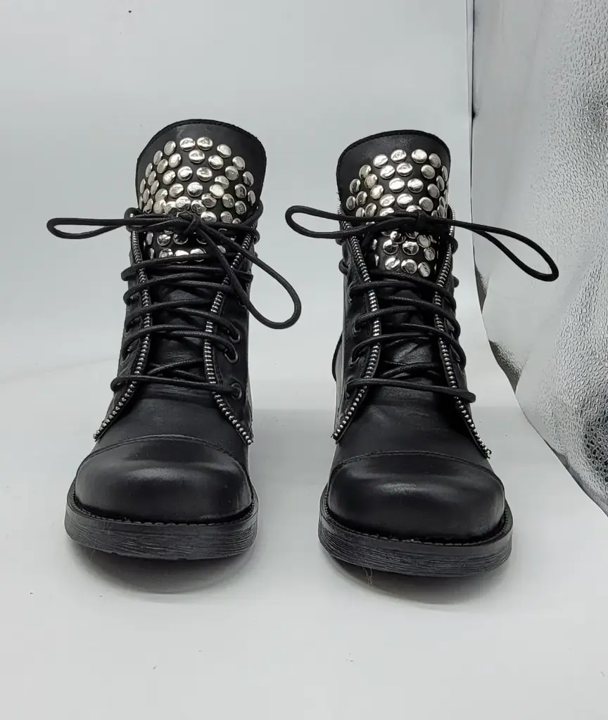 ART.63b Low Combat Boots Black leather Made in Italy