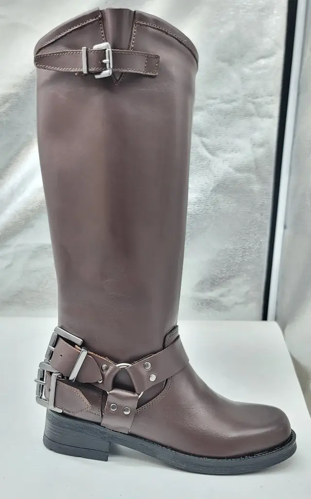 ART.235 Stivali in pelle marrone Made in Italy