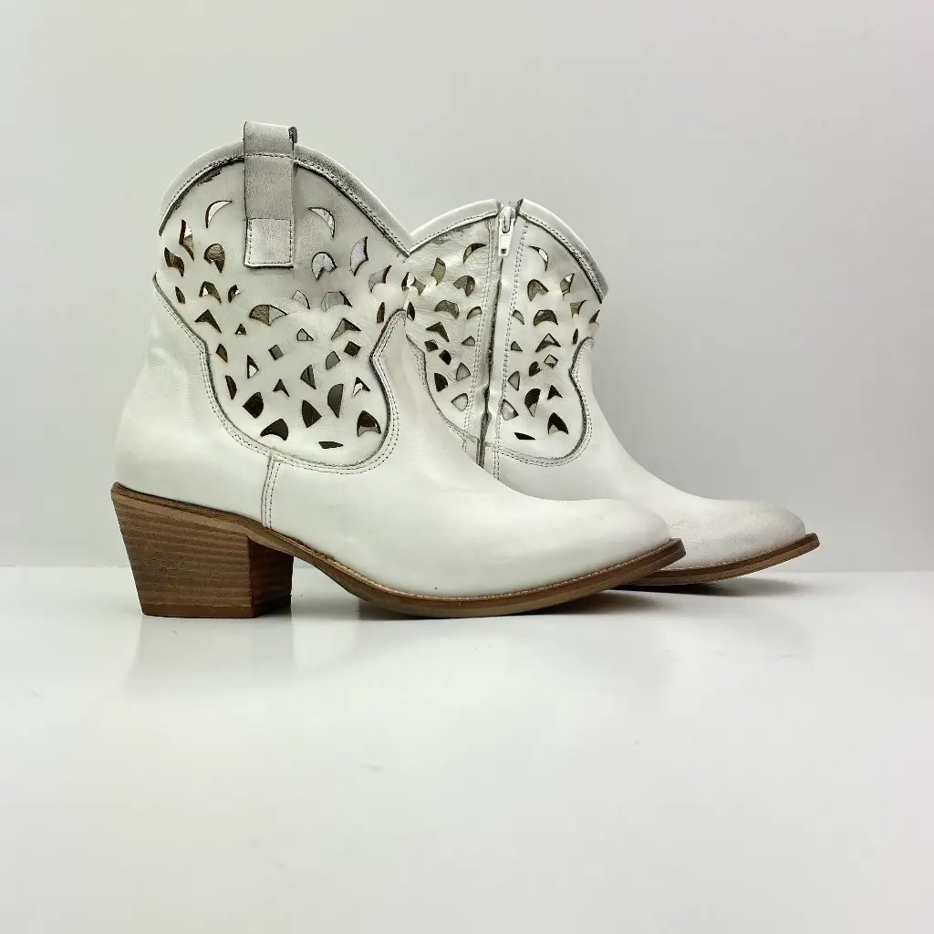 ART.143 Women's Boots in White Leather Made in Italy
