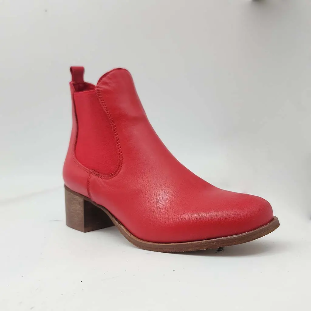 ART.180 Women's Boot in Red Genuine Leather Made in Italy