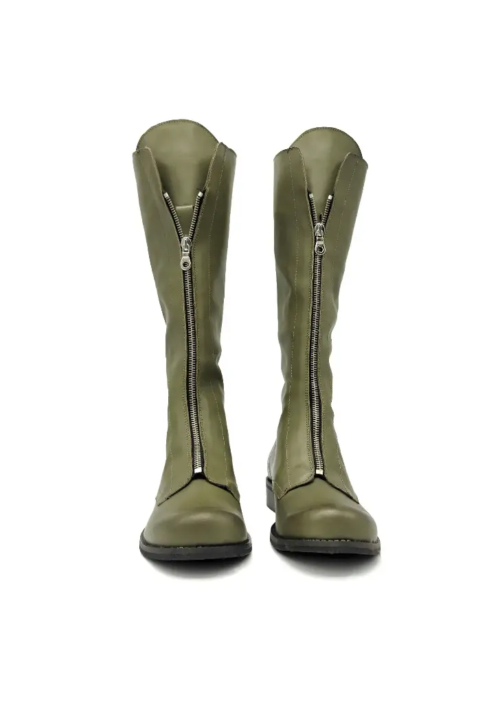 ART.51 Stivale donna in pelle verde Made in Italy