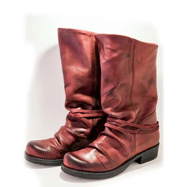 ART.07 Women's Boot in Bordeaux Genuine Leather Made in Italy