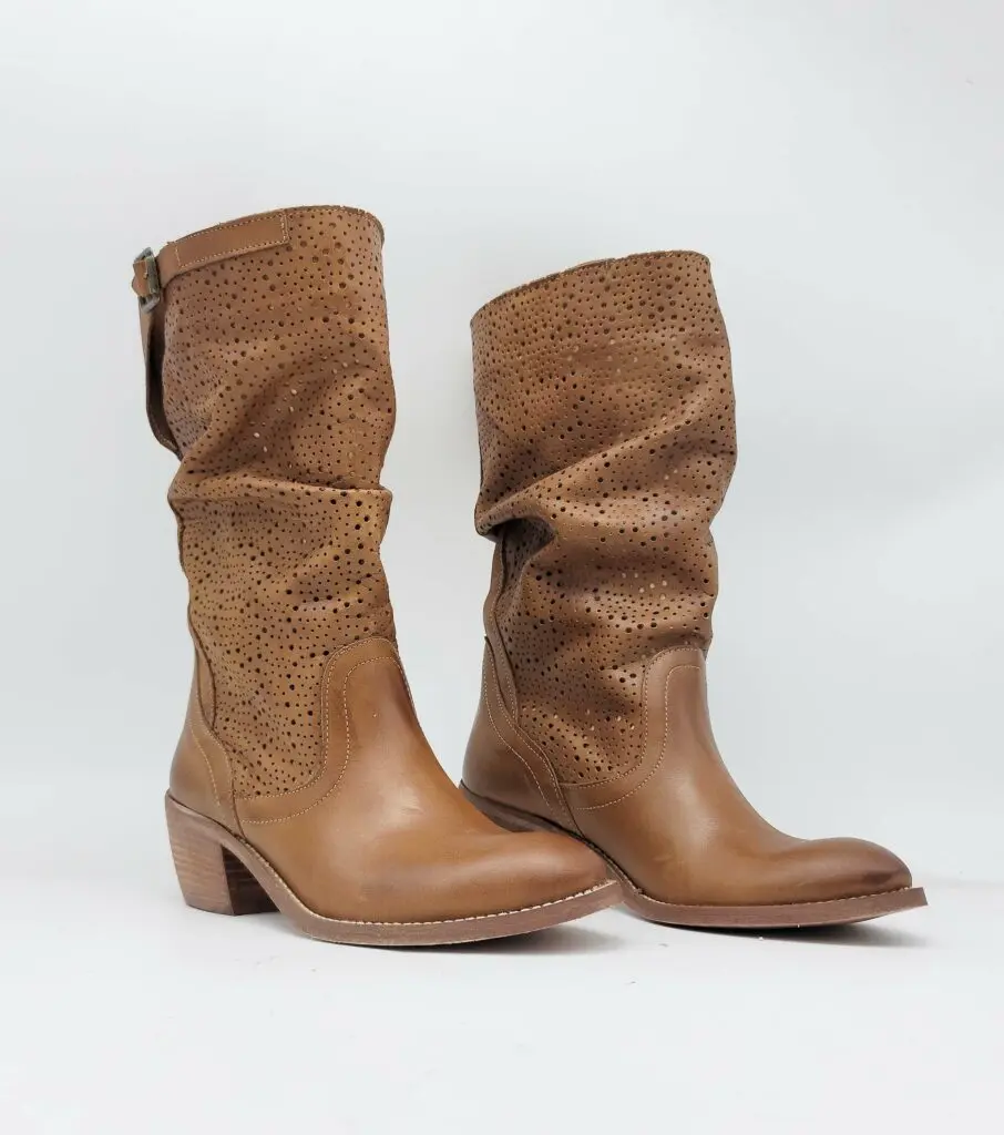 ART.22 Women's Boot in Tan Genuine Leather Made in Italy