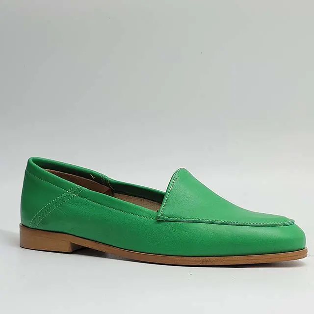 ART.175 Moccasin Slip-On Green leather Made in Italy