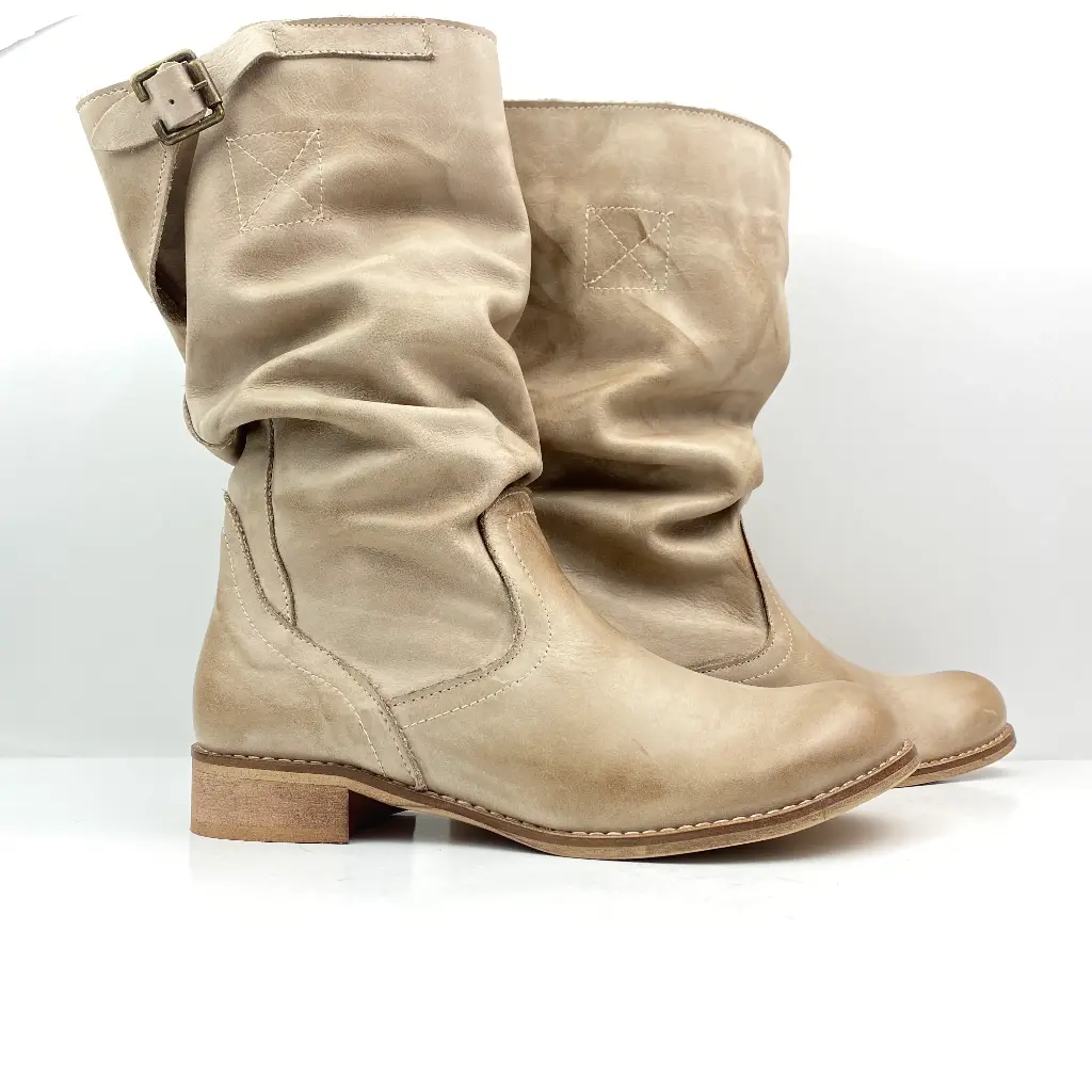 ART.146 - Stivali in pelle nabuk colore taupe, made in Italy