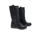 ST.200BNR Women’s biker-style boot with external studs – black genuine leather