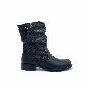 St-BK.01b Stivaletto donna in vera pelle nera con traforature