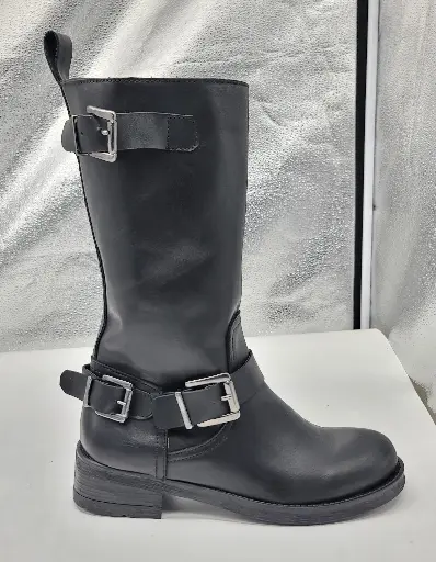 ART.236 Stivali in pelle nera Made in Italy
