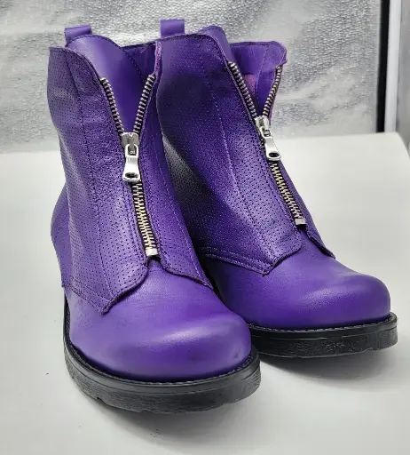 ART.238 Boots Purple leather Made in Italy