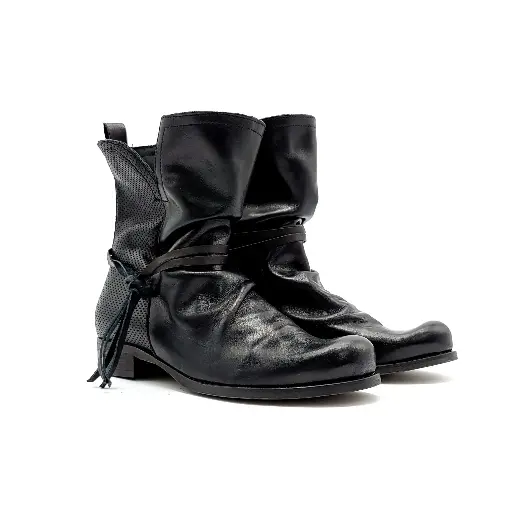 ART.124 Stivale donna in vera pelle nera Made in Italy