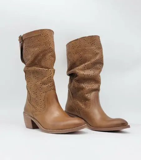 ART.22 Women's Boot in Tan Genuine Leather Made in Italy