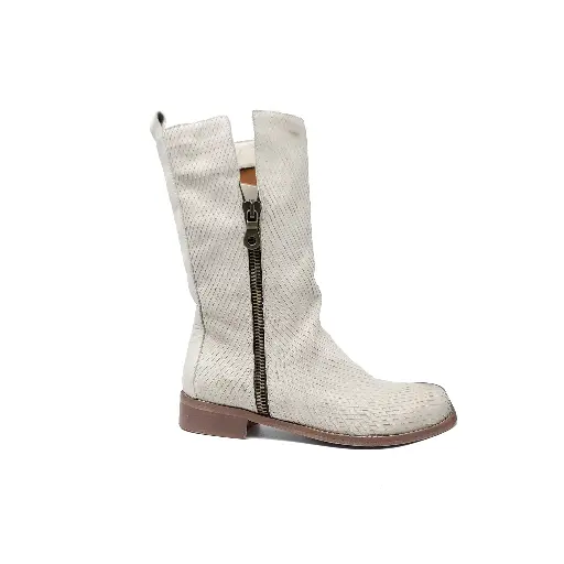 ART.193 Zip-Sided Boot in Taupe Exotic Print Made in Italy
