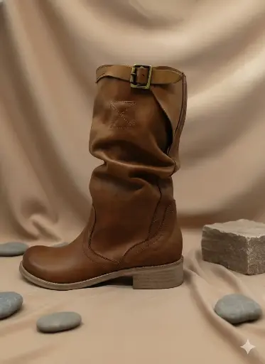 ART.277 Biker Boots Tan leather Made in Italy