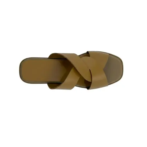 ART.0014 Woven square-toe sandals in genuine tan leather