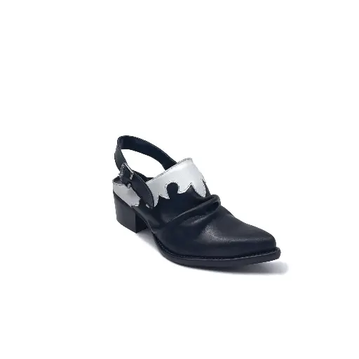 ART.0016 Sabot spuntati punta in Vera Pelle Nero e Bianco (copia)