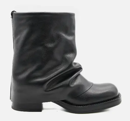 St-Grok Low - Women's ankle boot with fold-over cuff in genuine black leather
