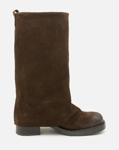 St-Grok HIGH - Women's ankle boot with fold-over cuff in dark brown suede