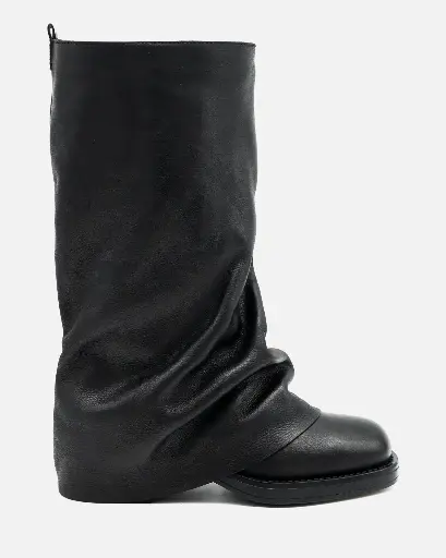St-Grok HIGH - Women's ankle boot with fold-over cuff in genuine black leather