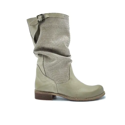 St-H1 Stivale donna in nabuk effetto pelle beige alla caviglia