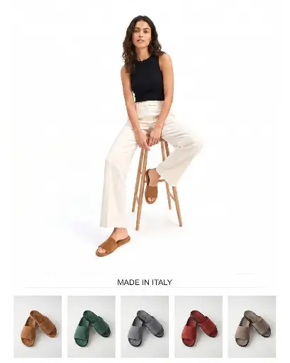 ART.281 Genuine Leather Slippers Soft & Handmade Comfort