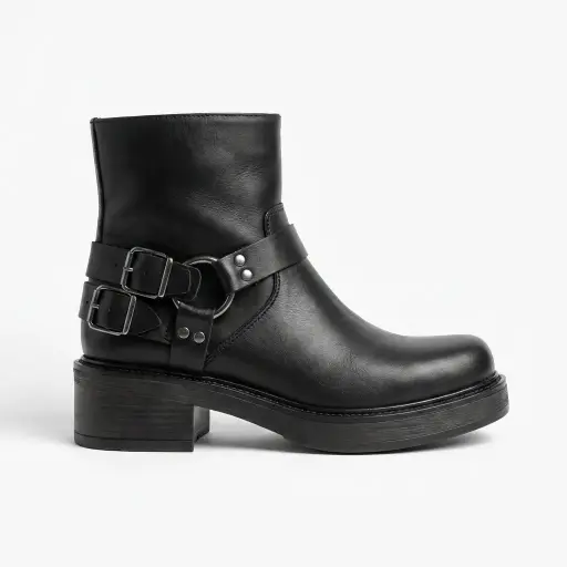 ART.284 Boots Black leather Made in Italy