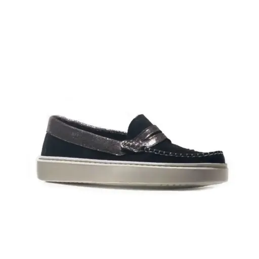 ART.219 Black Leather Loafers Sports Top-Stitching Made in Italy