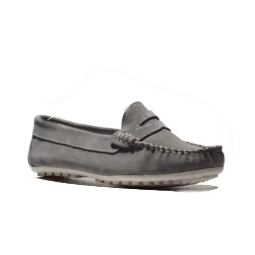 [223GREY] ART.223 Mocassini in pelle grigia con impunture, Made in Italy