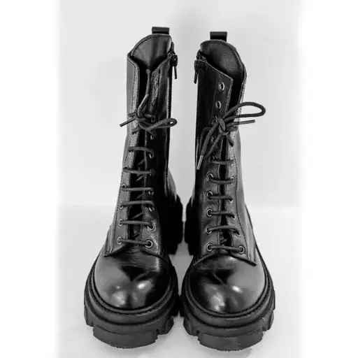 ART.226 Anfibi in pelle nera Made in Italy