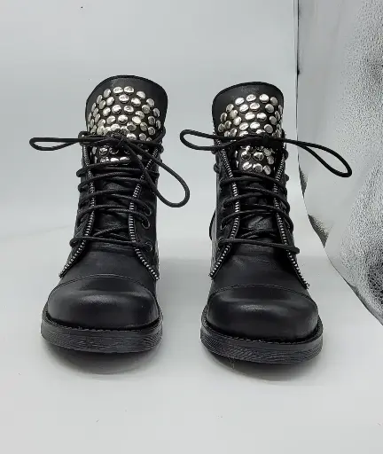 [63BBLACK] ART.63b Low Combat Boots Black leather Made in Italy