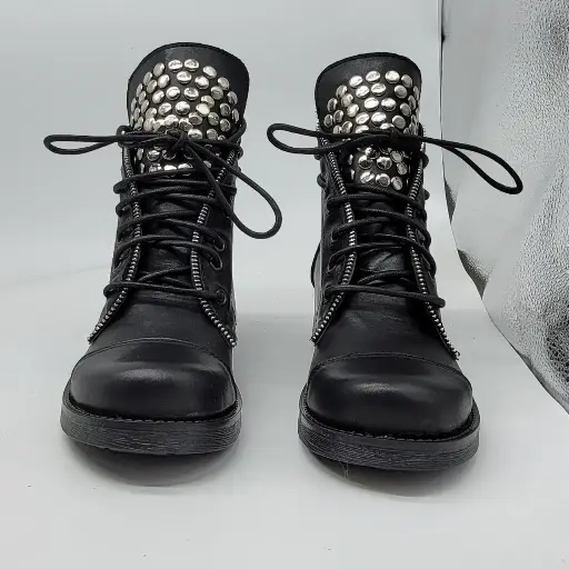 [63BBLACK] ART.63b Low Combat Boots Black leather Made in Italy